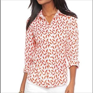 Crown & Ivy Chili Pepper Shirt White Orange Medium